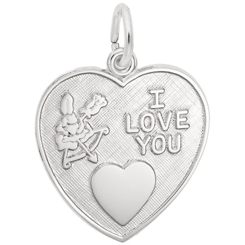 I Love You Charm In 14K White Gold