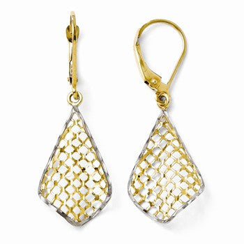 14k Two-tone Diamond-cut Dangle Leverback Earrings
