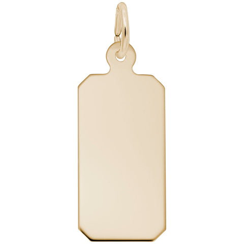 Dog Tag Charm in Yellow Gold Plated