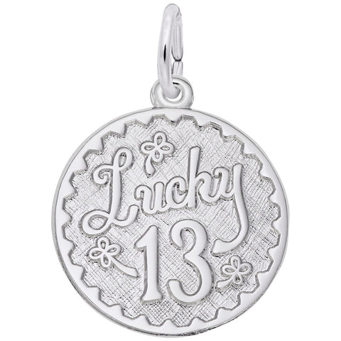 Lucky 13 Charm In 14K White Gold