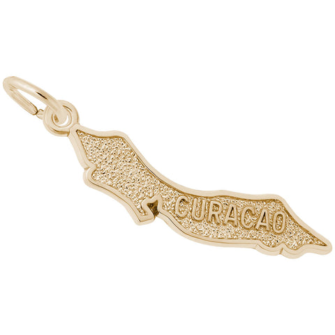Curacao Map W/Border Charm In Yellow Gold