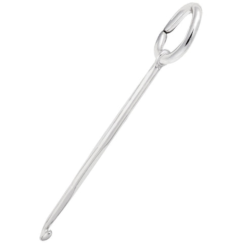 Crochet Hook Charm In 14K White Gold