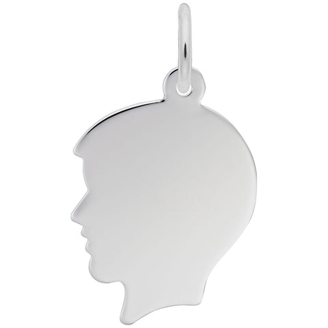 Boys Head Charm In 14K White Gold