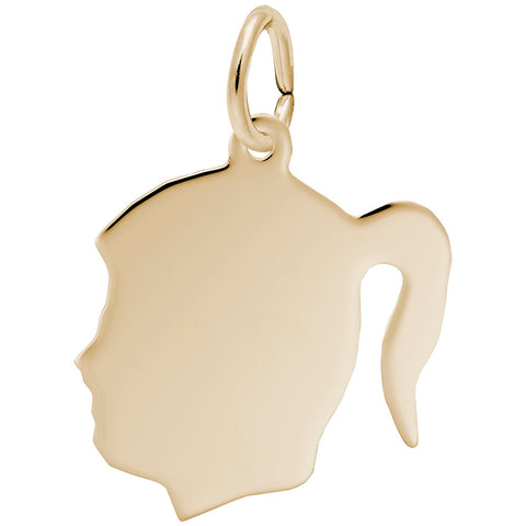 Girls Head Charm In Gold Plated
