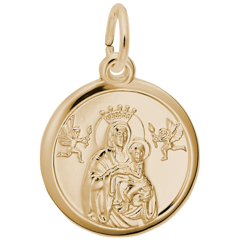 Madonna And Child Charm in Yellow Gold Plated