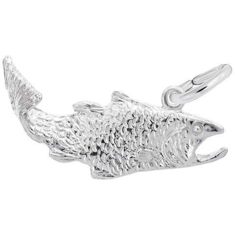 Fish Charm In 14K White Gold
