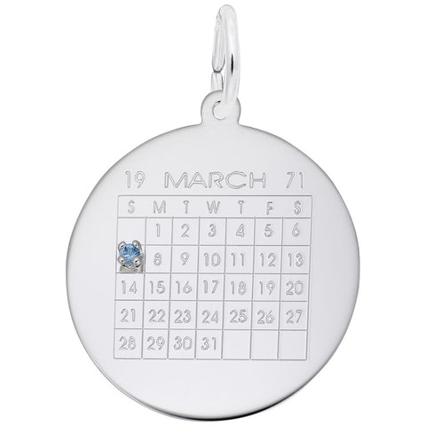 Calendar Charm In 14K White Gold