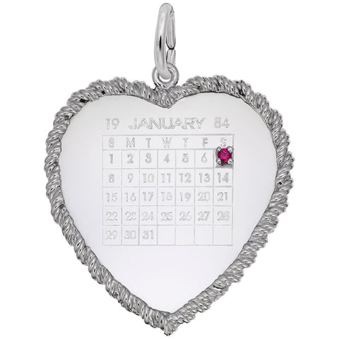 Calendar Charm In 14K White Gold