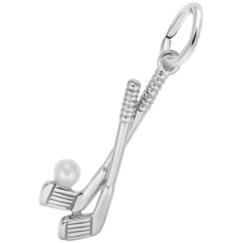 Golf Clubs Charm In 14K White Gold