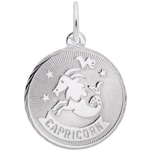 Capricorn Charm In 14K White Gold