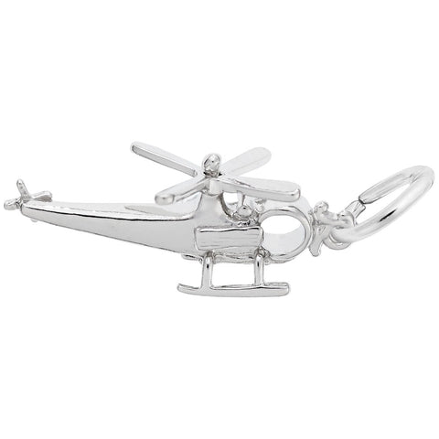 Helicopter Charm In 14K White Gold