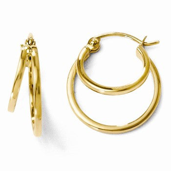 14k Yellow Gold Polished Hinged Hoop Earrings