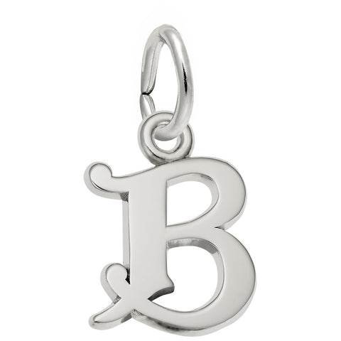 Initial B Charm In 14K White Gold