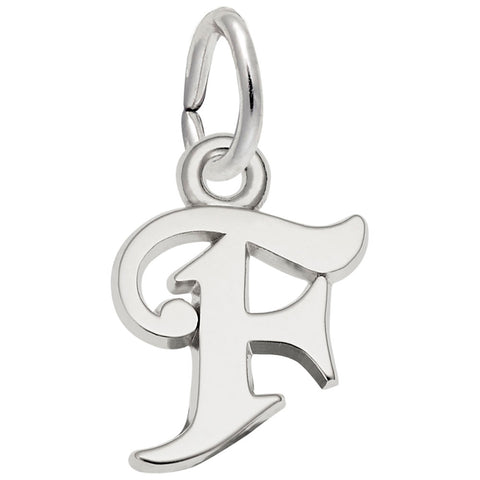 Initial F Charm In 14K White Gold