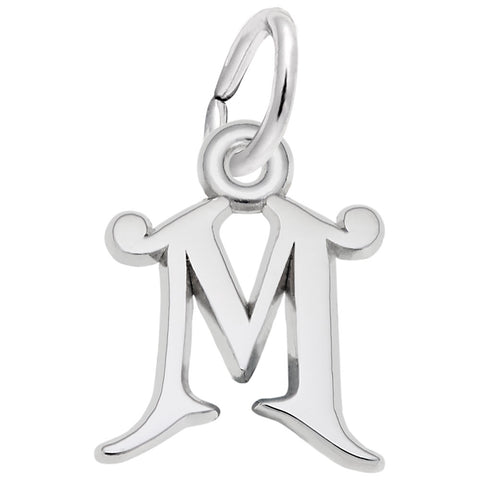 Initial M Charm In 14K White Gold