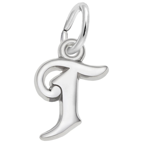 Initial T Charm In Sterling Silver