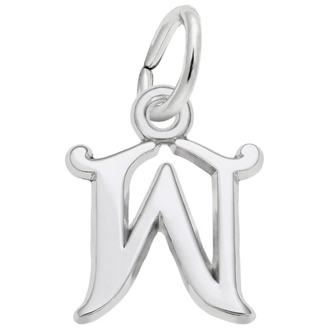 Initial W Charm In Sterling Silver