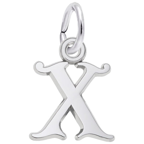 Initial X Charm In Sterling Silver