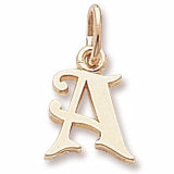 Initial A charm in 14K Yellow Gold
