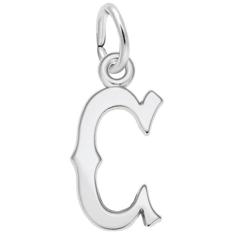 Initial C Charm In 14K White Gold