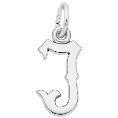 Initial J Charm In 14K White Gold