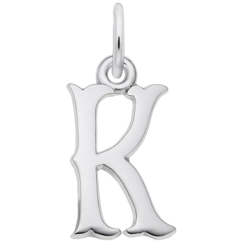 Initial K Charm In 14K White Gold