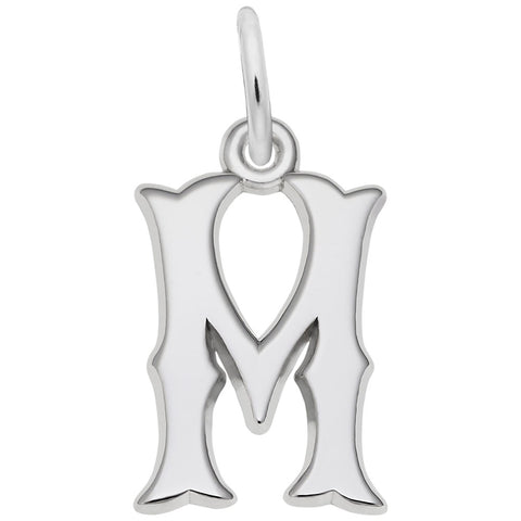 Initial M Charm In 14K White Gold
