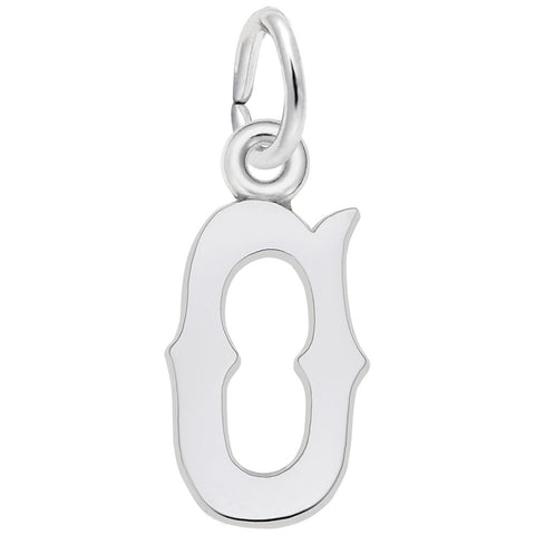 Initial O Charm In 14K White Gold
