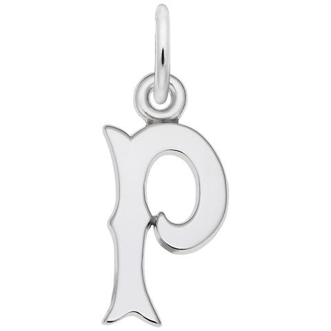 Initial P Charm In 14K White Gold