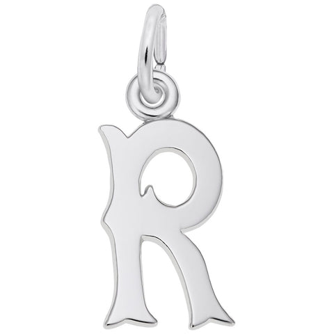 Initial R Charm In 14K White Gold