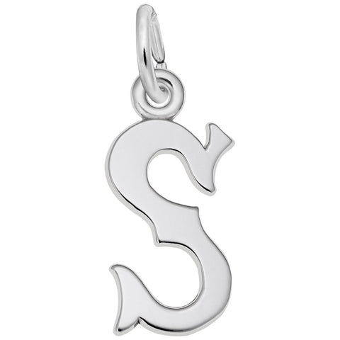 Initial S Charm In 14K White Gold