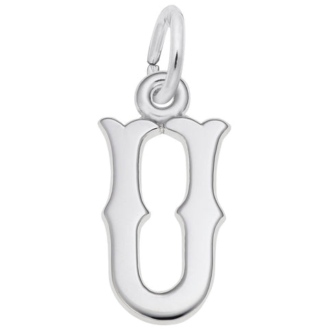 Initial U Charm In 14K White Gold