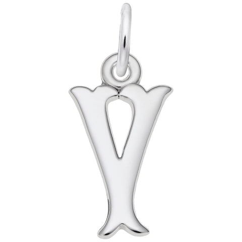 Initial Y Charm In Sterling Silver