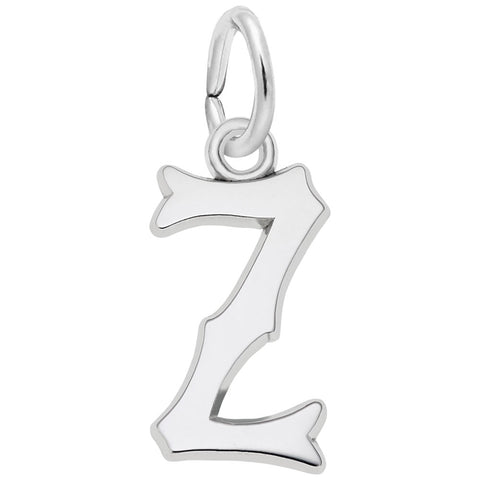 Initial Z Charm In 14K White Gold