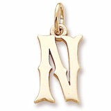 Initial N charm in 14K Yellow Gold