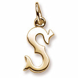 Initial S charm in 14K Yellow Gold