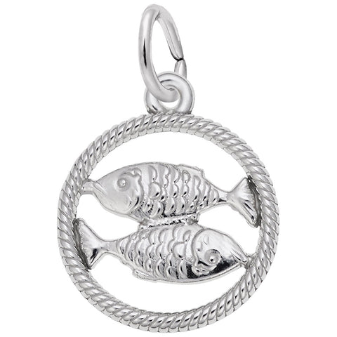 Pisces Charm In 14K White Gold