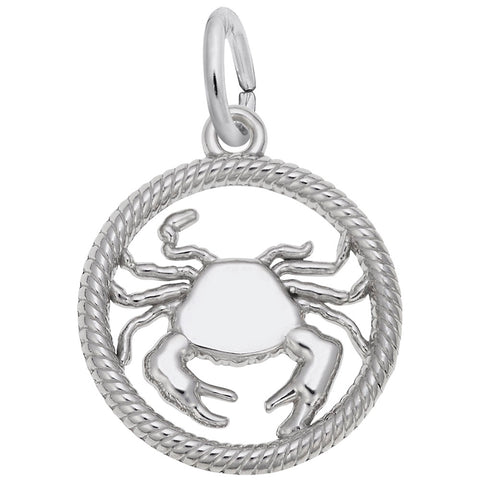 Cancer Charm In 14K White Gold