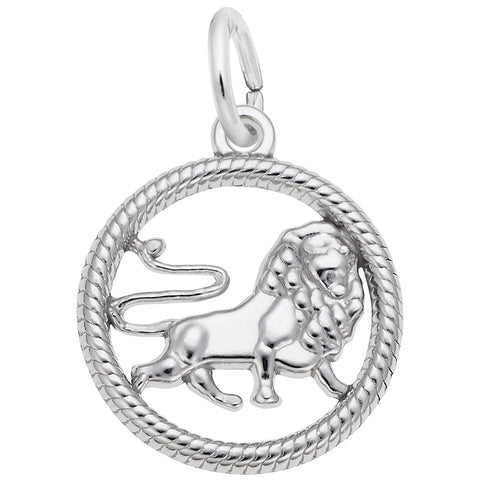 Leo Charm In 14K White Gold