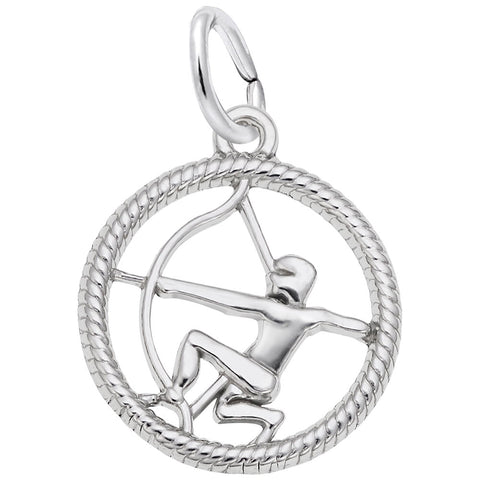 Sagittarius Charm In 14K White Gold