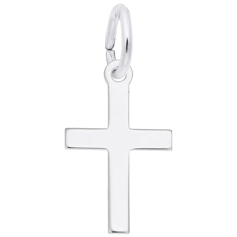 Cross Charm In 14K White Gold