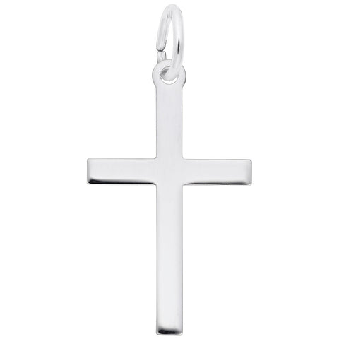 Cross Charm In 14K White Gold