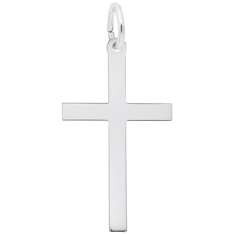 Cross Charm In 14K White Gold