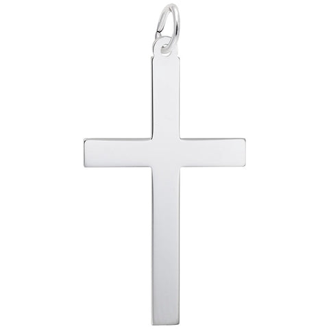 Cross Charm In 14K White Gold