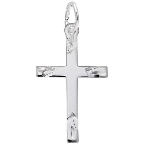 Cross Charm In 14K White Gold