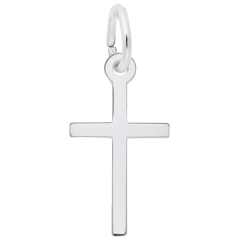 Cross Charm In 14K White Gold