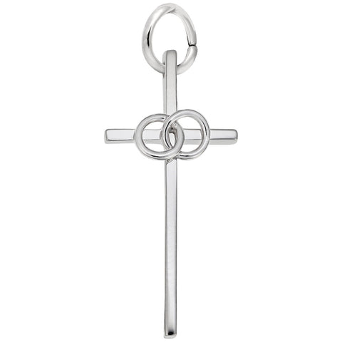 Wedding Cross Charm In 14K White Gold