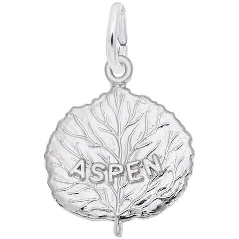 Aspen Leaf Charm In 14K White Gold