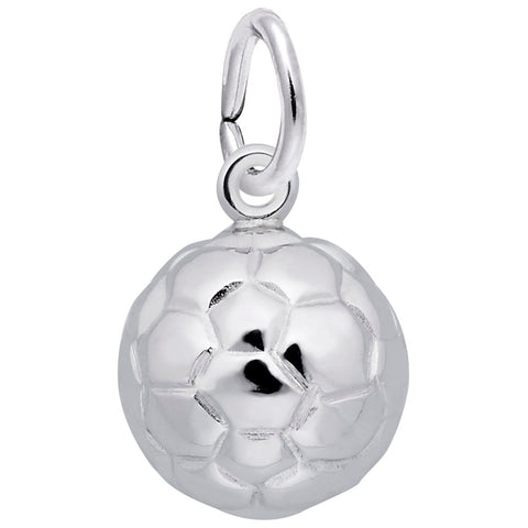 Soccer Ball Charm In 14K White Gold