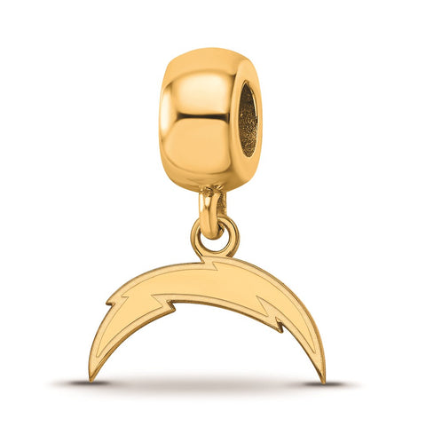 Gold Plated NFL LogoArt Los Angeles Chargers Extra Small Dangle Bead Charm